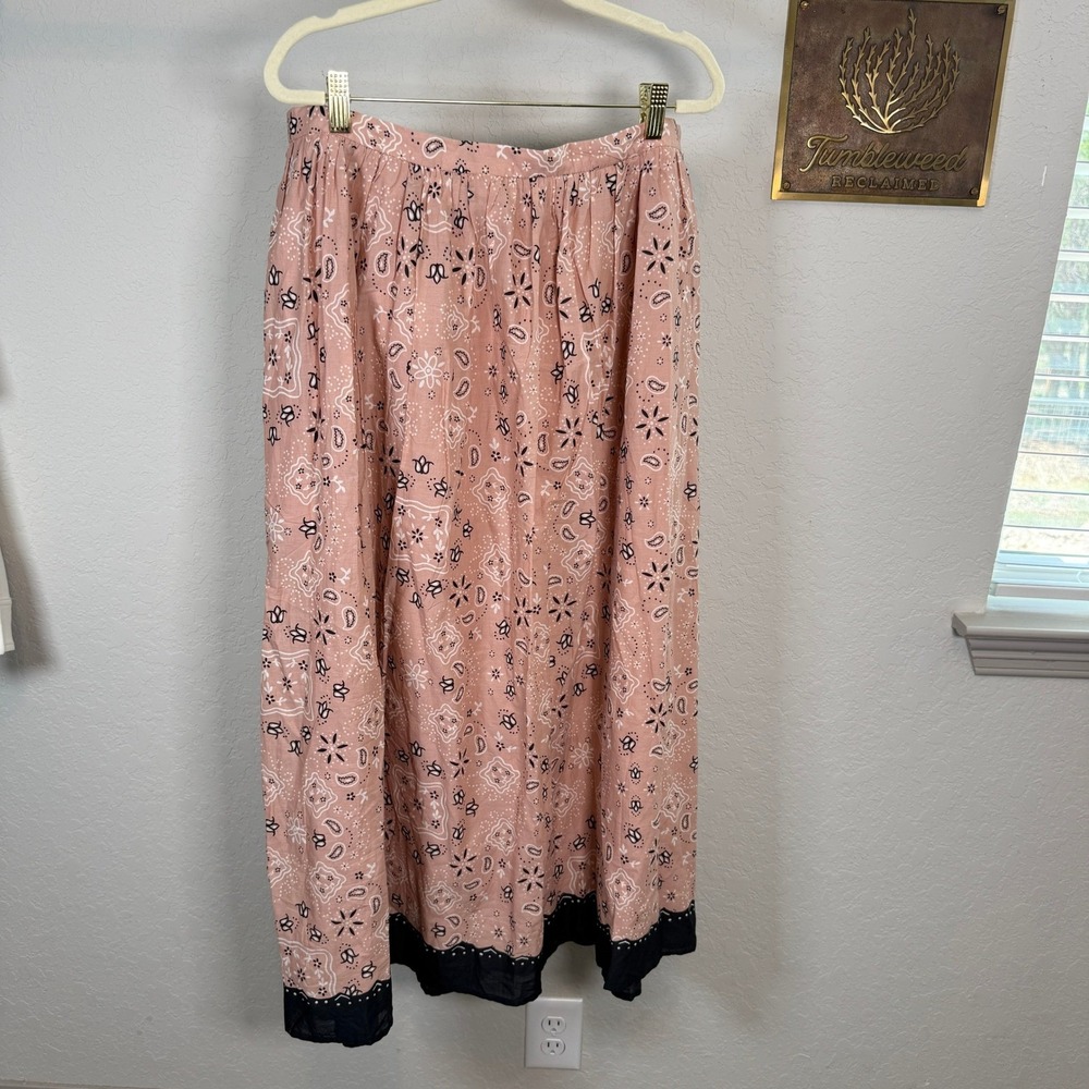 Banana Republic Pink Bandana Paisley Cotton Maxi Skirt XL Embroidered Border NEW - Picture 9 of 9